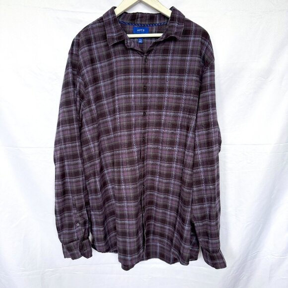 Apt. 9 Purple Plaid Soft Touch Flannel Button Shirt - Picture 1 of 4